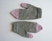 Hand knitted Bicolor Alpaca Gloves