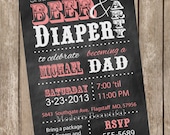 Beer and diaper dad baby shower invitation, chalkboard invitation, typography, printable, digital file Il_170x135