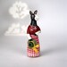 Miniature Horse Statue - Handmade Statuette - Horse in Gingham Dress and Straw Hat
