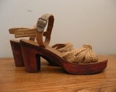Vintage 1970s Platform Rope Sandals 70s