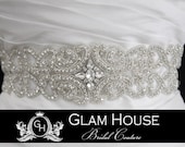 Silver beaded wedding sash- bridal sash belt