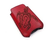 Personalized iPhone Leather Sleeve - Tribal Turtle