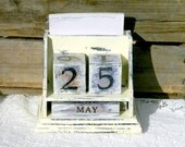 Handmade calendar Office Desk Organizer and Date Block Calendar Wooden Desk Calendar With Blocks Shabby Chic Primitive Rustic color purple
