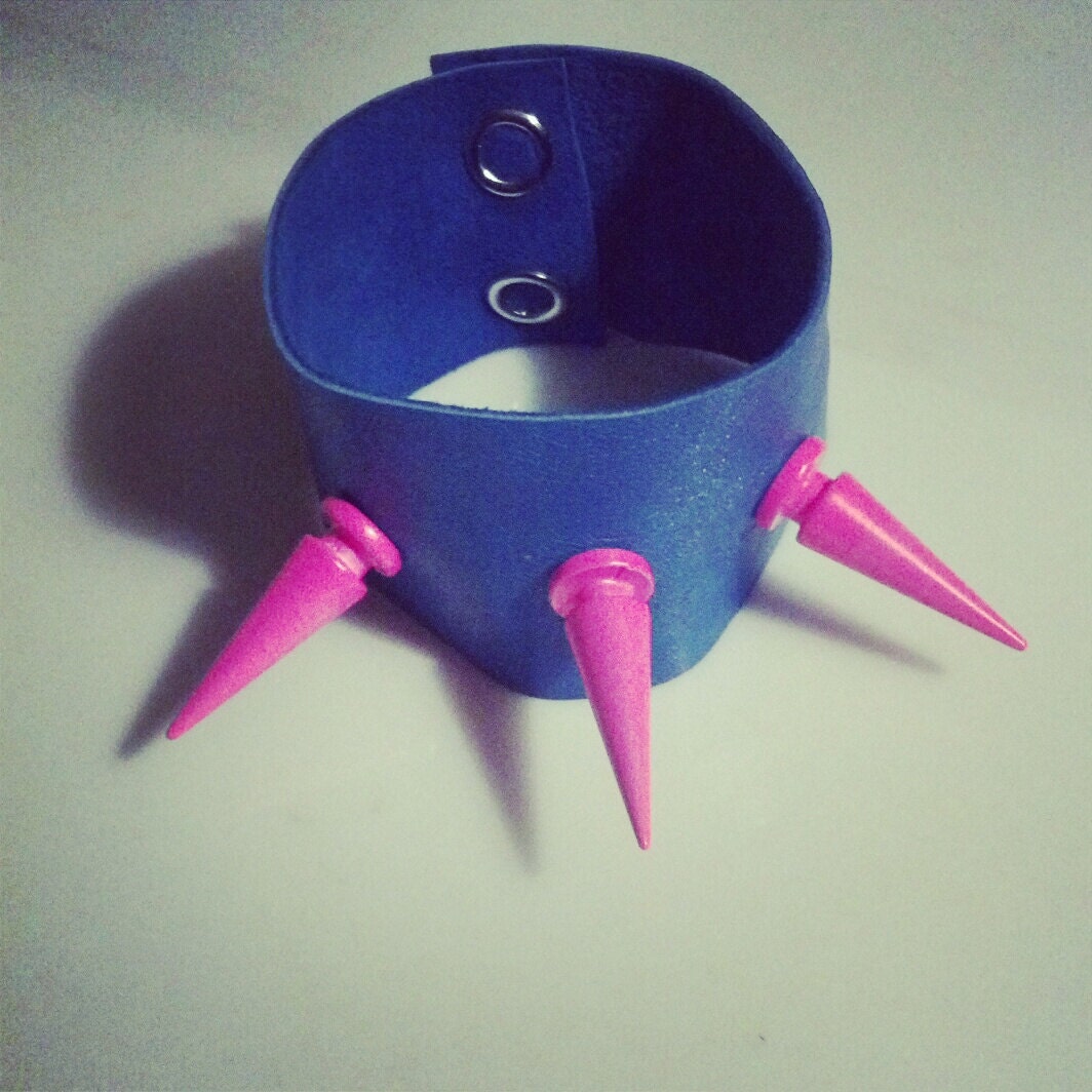 Intense Spiked Cuff - Cobalt and Hot Pink