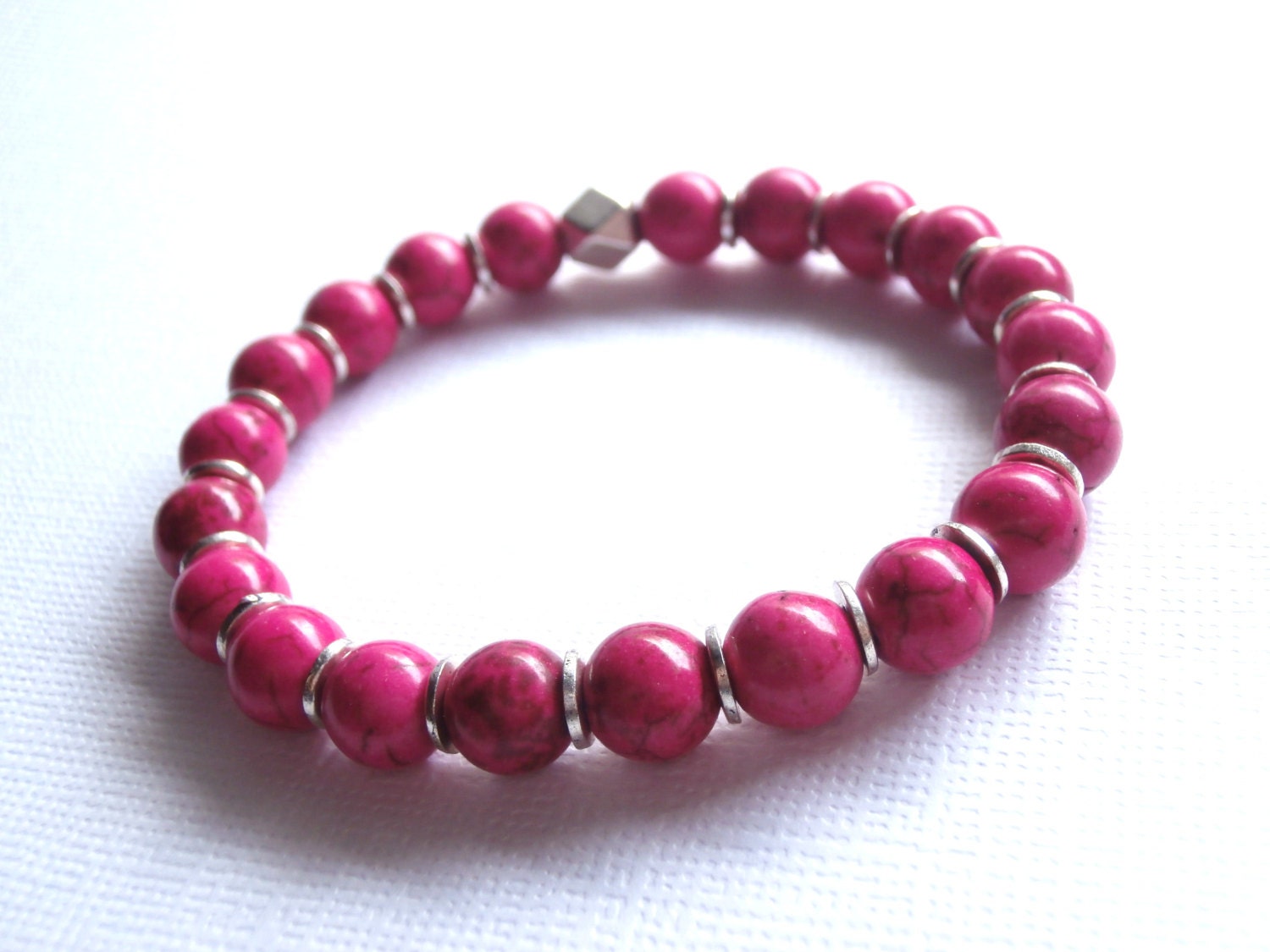 Hot Pink Stretch Bracelet,  Summer Fashion, Mother, Daughter, Girl