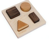 Personalized Toy, Wood Shape Puzzle, Montessori Toy