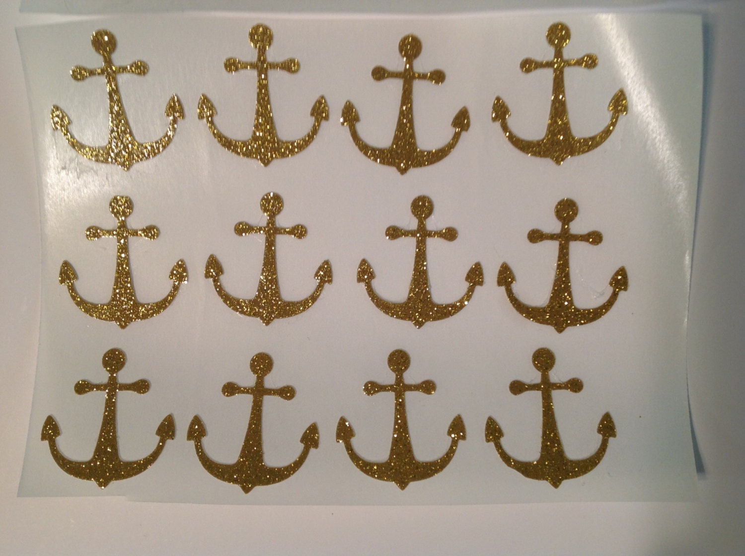 FREE SHIPPING 60 glitter gold anchor stickers- nautical, beach theme, ocean, boat party, baby shower, wedding