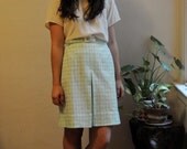 60s Mint Green Checkered Jackie O Pleated Skirt