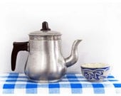 Circa 1930 , French antique small pretty coffee pot in aluminium, piece n 5