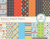 40% OFF SALE -Robot digital paper 12x12, digital scrapbook paper, commercial use- Instant Download Il_170x135