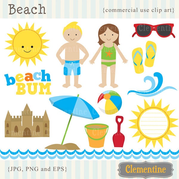 40% OFF SALE -Beach clip art images, beach clipart, summer clip art, beach vector, royalty free clip art- Instant Download Il_170x135