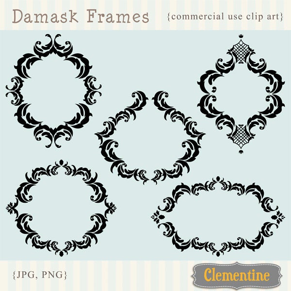 40% OFF SALE -Damask clip art frames, frames clip art images, frames clipart, royalty free cilp art- Instant Download Il_570xn