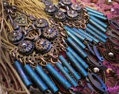 Bohemian Chandelier Earrings- Teal,  Antique Silver,  Native Indian, Handmade Kerala Earrings- MTO