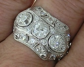 Lovely Edwardian Platinum 3 Stone Diamond Ring 2.25cts TW, Circa 1915 Very Rare