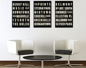 Subway Sign. NASHVILLE. Typography Print. Giclee Art Poster. Wall Art. Home Decor. Modern Industrial Look. Black and White. Size - 12x18
