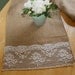 Custom made wedding table runner , lace and burlap