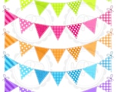 Digital Clip Art - Colored Bunting Clip Art - Personal and Commercial - Instant Delivery