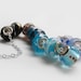 Ombre european bead necklace, blue and black ooak necklace