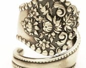 Spoon Ring Vintage Victorian "Lancaster" Chrysanthemum Sterling Silver Ring, Handmade in Your Size (4247)