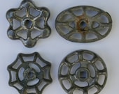 Free Shipping-Vintage Valve Handles/Faucet Handles-Sweet Set of 4 Silver/Grey -Funky Handles-Garden Water Faucet Knobs