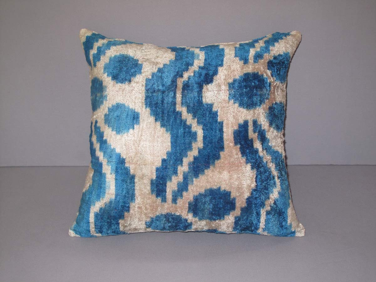 Uzbek ikat,    velvet  pillowcase, silk pillow