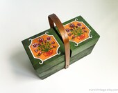 Vintage Wooden Sewing Storage Box Drawer 60s