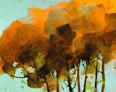 Original acrylic semi-abstract landscape painting - Seven trees