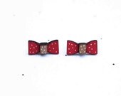Wooden Laser Cut Bow Earrings