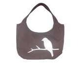 brown cotton canvas bag / tote bag / bird shoulder bag / everyday bag / diaper bag