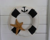Anchor Life Ring. Nautical Decor. Navy and White. Beach Cottage Decor for Coastal Living by searchnrescue2