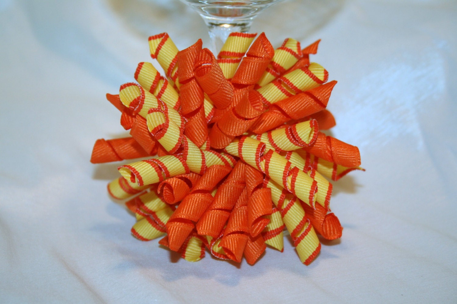 Summer Hair Bow - Orange and Yellow Korker Boutique Accessory for your Sunshine Girl