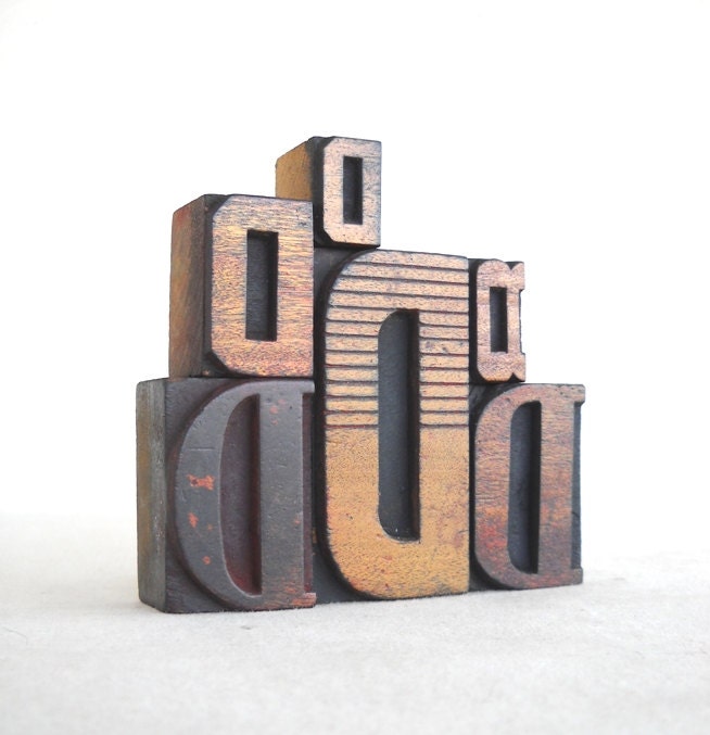 Vintage Letterpress 6 Wooden Alphabet - D Collection -VG245 - vintagemarvels
