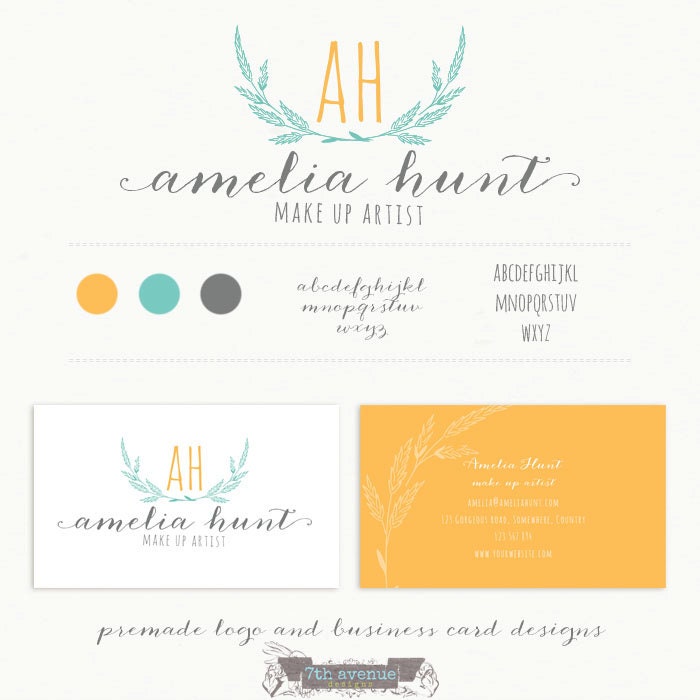 Custom Premade Logo, Business Card - OOAK - Amelia Hunt