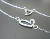 Sterling Silver Double HEART Necklace Earrings Bridal Bridesmaids Special Ocassion Birthday Christmas