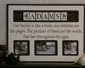 Personalized Family Name Photo Frame Custom Anniversary, Housewarming Gift, Our Family is like a Book Wood Picture Home Decor - Brown