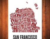 SAN FRANCISCO Map Typography Print - 18" x 24"