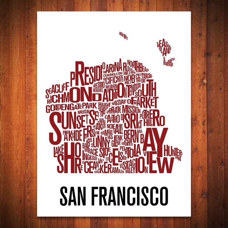 SAN FRANCISCO Map Typography Print - 18" x 24"