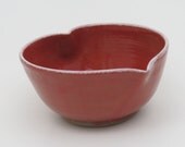 Heart Shaped Valentine Red Bowl with White Accented Rim