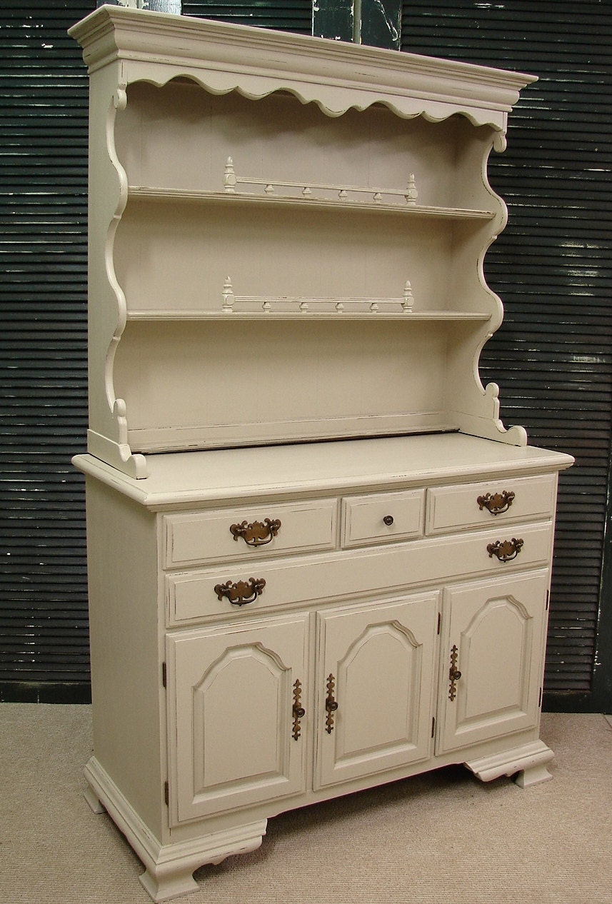 Vintage Reclaimed Temple Stuart Colonial White Painted Cabinet Cupboard Hutch (HAI) Shipping is not free, call for a quote.