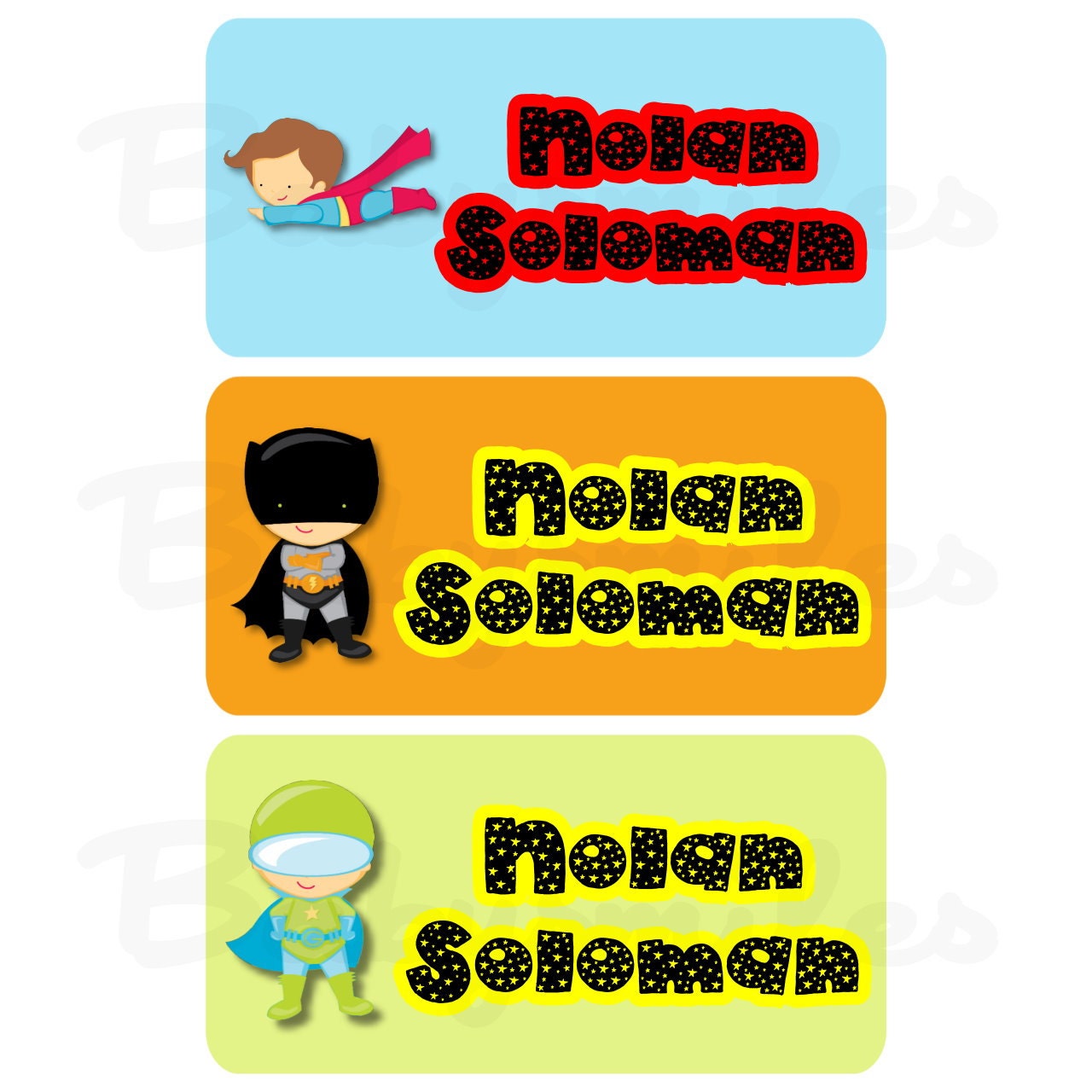 90 Personalized Laundry Safe, Peel and Stick CLOTHING Tag Labels - Lil Superhero - Perfect for School, Daycare and Summer Camps