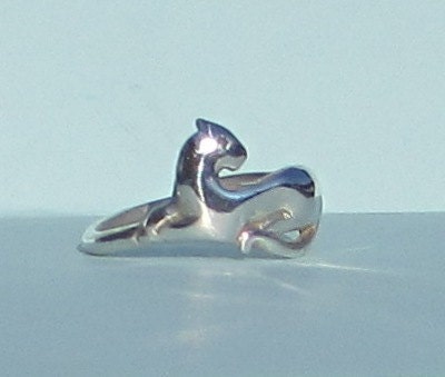 Silver panther ring, sterling cat ring, adjustable size ring