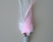 Cat Toy Light Gray and Pink Feather Flier with Catnip and Bell
