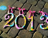Hand Painted 2013 for Nursery, Graduation, Wedding, Birthday, Bid Day, Sorority & 13th, 20th, or 21st Birthday, or 23rd Celebration Decor