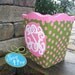 Hand-painted Monogram Wastebasket inspired by Lilly Pulitzer or other print