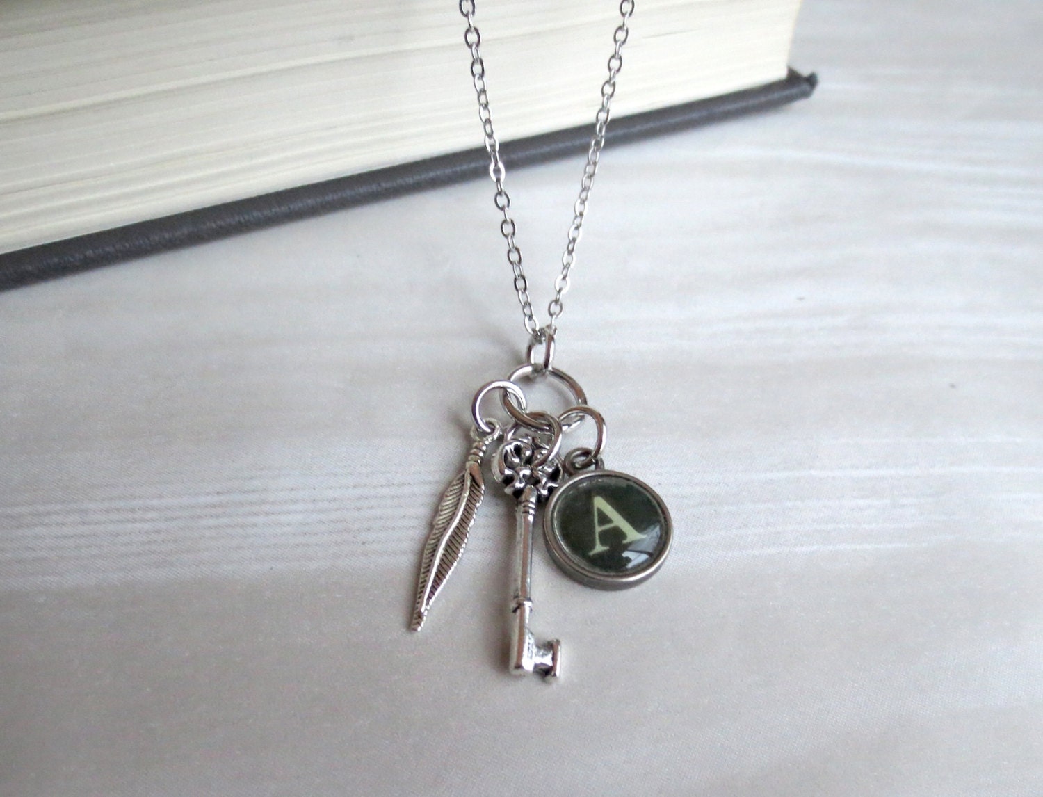 Signet - Personalized Necklace Initial Monogram Letter Custom Typewriter Key Pendant (All Letters Available)