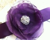 SALE Aubergine Eggplant Beaded Wedding Sash Belt... Bridesmaids, Flower girls sash, great for prom, ball, portraits...