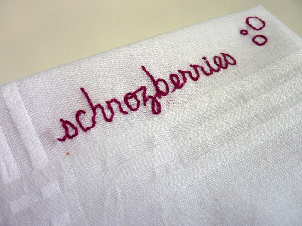 Schnozberries White Embroidered Handkerchief Pocketsquare