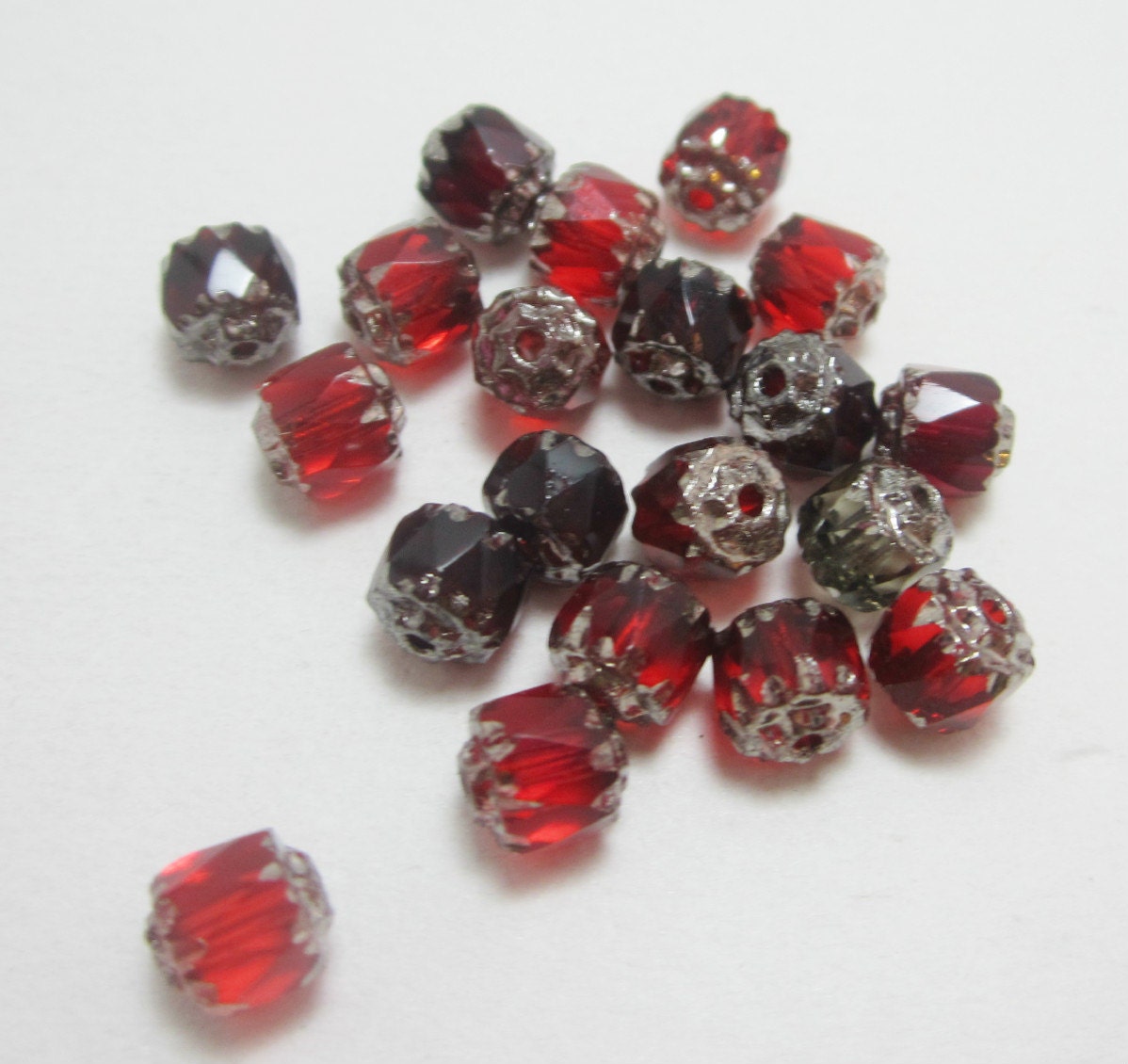 20 Ruby Garnet Czech Cathedral Bead Mix 6mm 4315