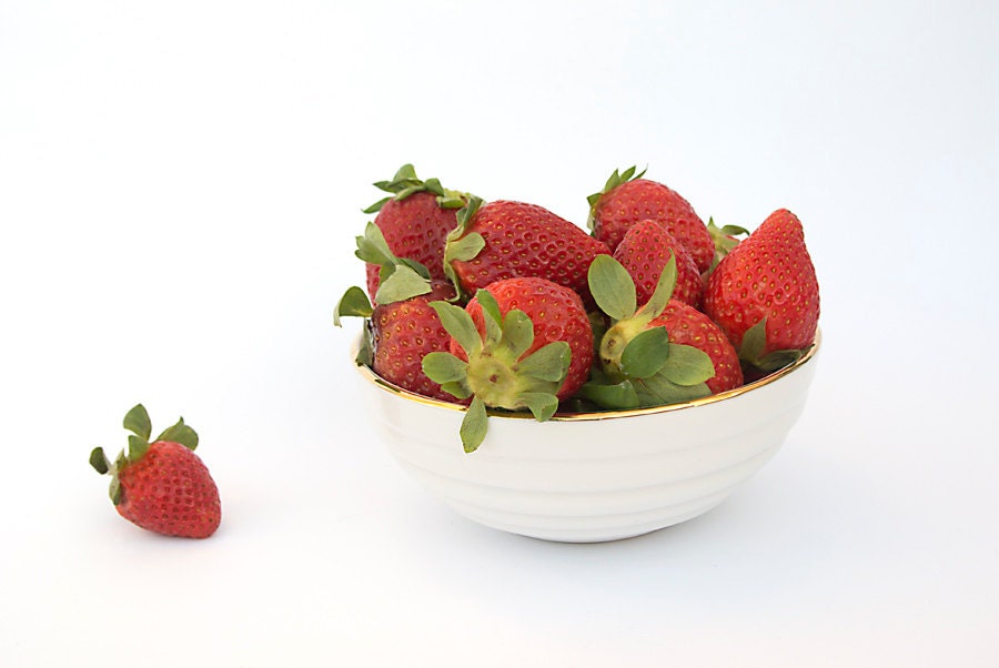 Fruit Bowl with Roses - Elegant Rustic Bowl