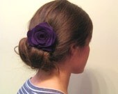 Felt Flower Hair Clip - Rosette Flower Fascinator - Flower Bobby Pin - Handmade Flower Fascinator - Purple